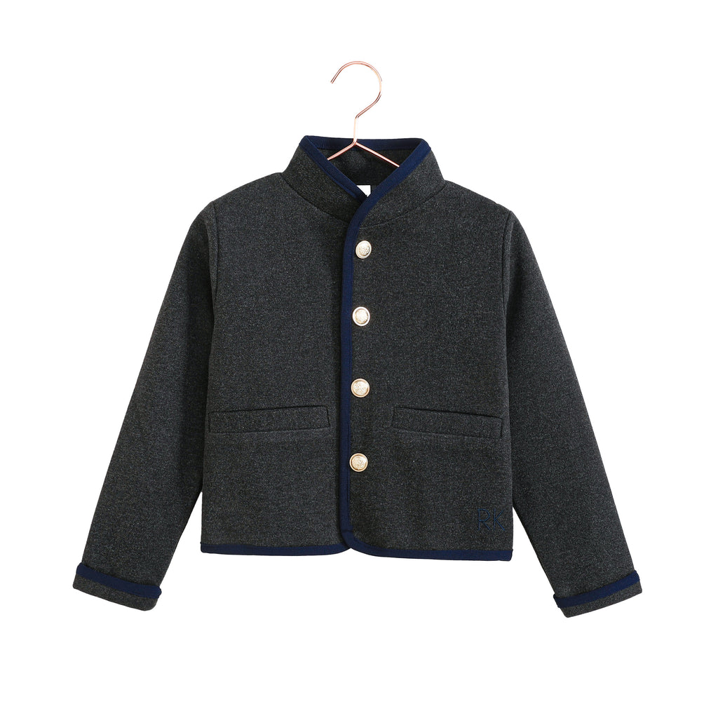 Retro Kid Lucas Gold Button Jacket - Grey/Navy