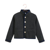 Retro Kid Lucas Gold Button Jacket - Grey/Navy