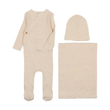 Load image into Gallery viewer, Mema Knits Striped Side Button 3PC Set - Cream/Pink
