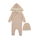 Mema Knits Hooded Footie + Beanie - Taupe