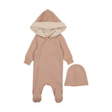 Mema Knits Hooded Footie + Beanie - Pink