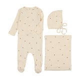 Mema Knits Cherry Pointelle 3PC Set - Red
