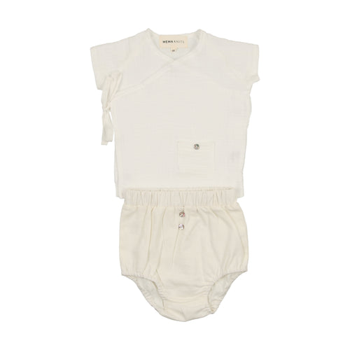 Mema Knits Boys Wrap Set - Winter White