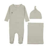 Mema Knits Thin Striped 3PC Set - Marshmallow/Green