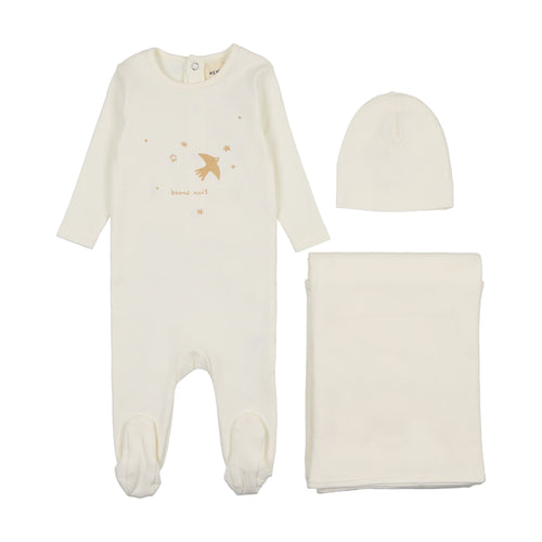 Mema Flying Bird 3PC Layette Set - Cream