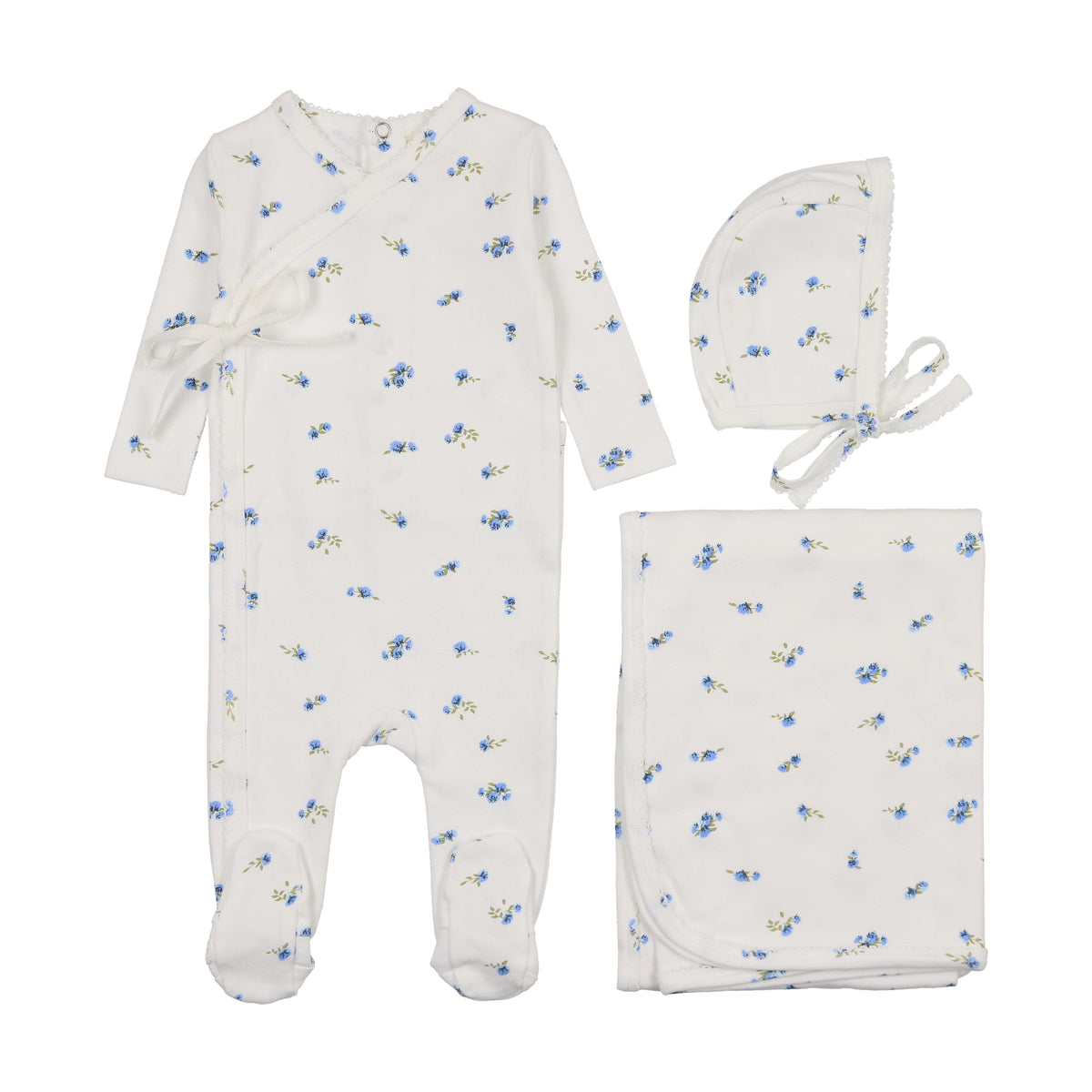 Bud Layette Set - Cream/Blue