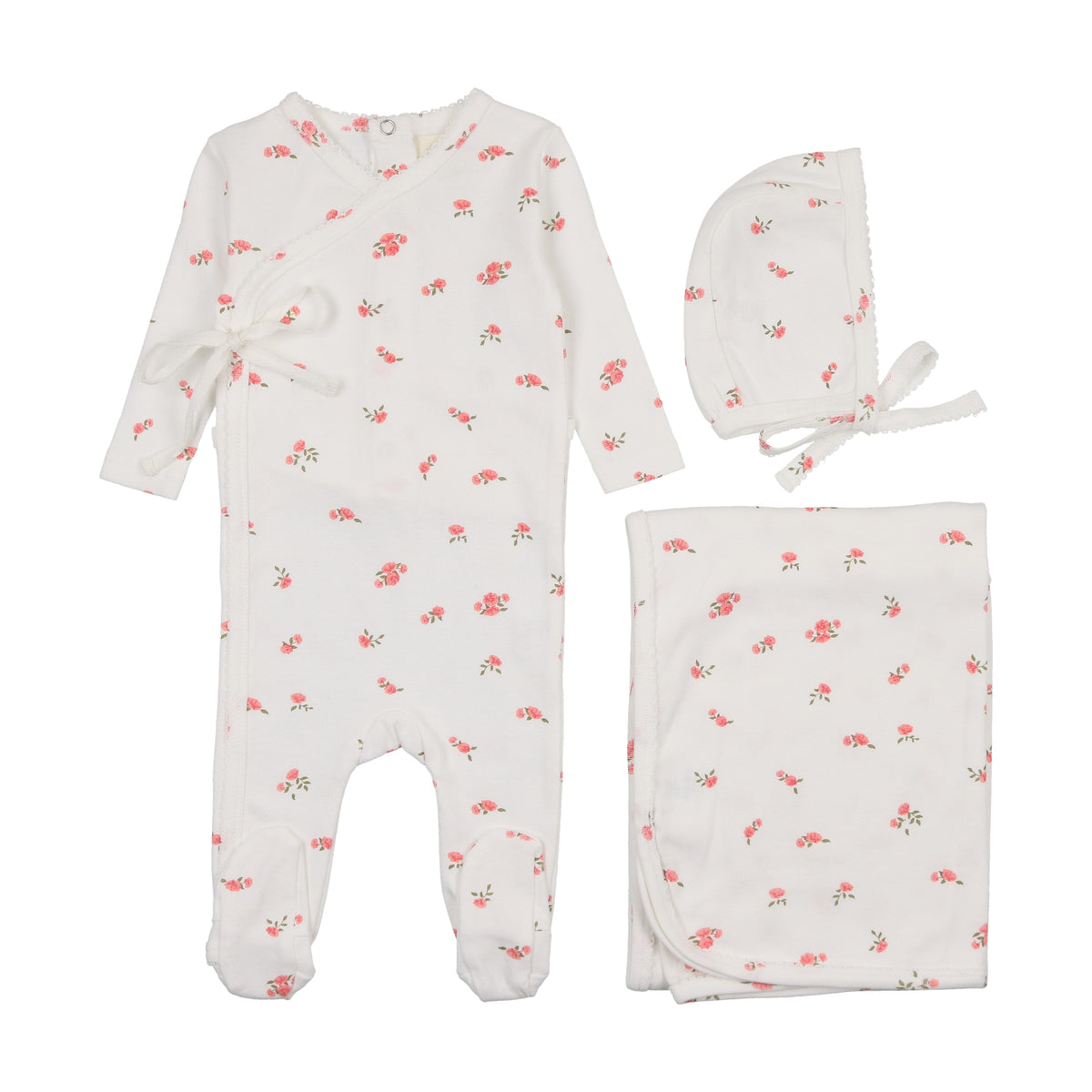 Fine Pointelle Ruffle Layette Set Petal