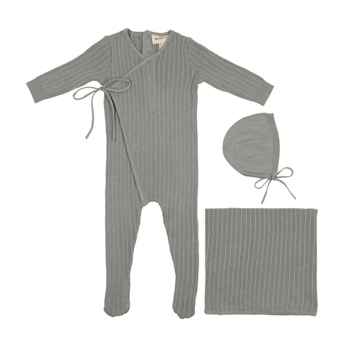 Mema Knits Mock Wrap 3PC Set - Powder Blue