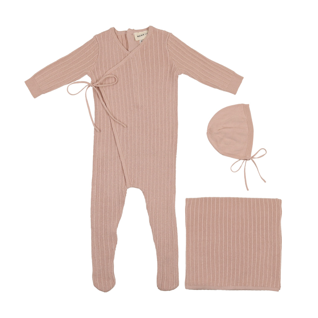 Mema Knits Mock Wrap 3PC Set - Pale Pink