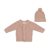 Mema Knits Knit Jacket + Pom Pom Hat - Pink Tint