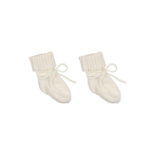 Mema Knits Pearl Knit Booties - Cream