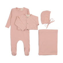 Load image into Gallery viewer, Mema Pointelle Footie Slub Cardigan 4PC Set - Mauve