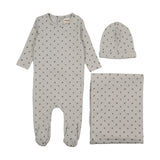 Mema Knits Berry Print 3PC Layette Set - Blue Berry Print