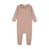 Mema Knits Lace Collar Footie - Pale Pink