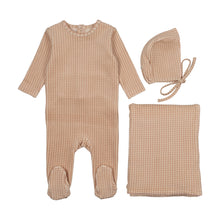 Load image into Gallery viewer, Mema Knits Velour Gingham 3PC Layette Set - Rose Dust