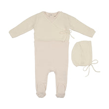 Load image into Gallery viewer, Mema Knits Embroidered Edge Knit Sweater, Bonnet and Footie - Ivory