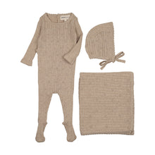 Load image into Gallery viewer, Mema Knits Pointelle knit 3 pc set - Beige Mélange