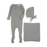 Mema Knits Pointelle knit 3 pc set - Windy Blue
