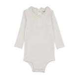 Mema Knits Lace collar onesie - Winter White