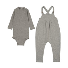 Load image into Gallery viewer, Mema Knits French terry overall &amp; mockneck onesie set - Grey mélange
