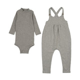 Mema Knits French terry overall & mockneck onesie set - Grey mélange