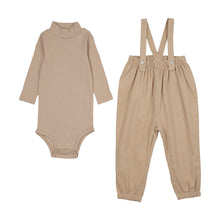 Load image into Gallery viewer, Mema Knits Corduroy romper &amp; T-shirt set - Simply Taupe