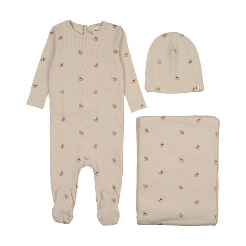 Mema Knits Teddy Bear print 3PC Set - Teddy Bears