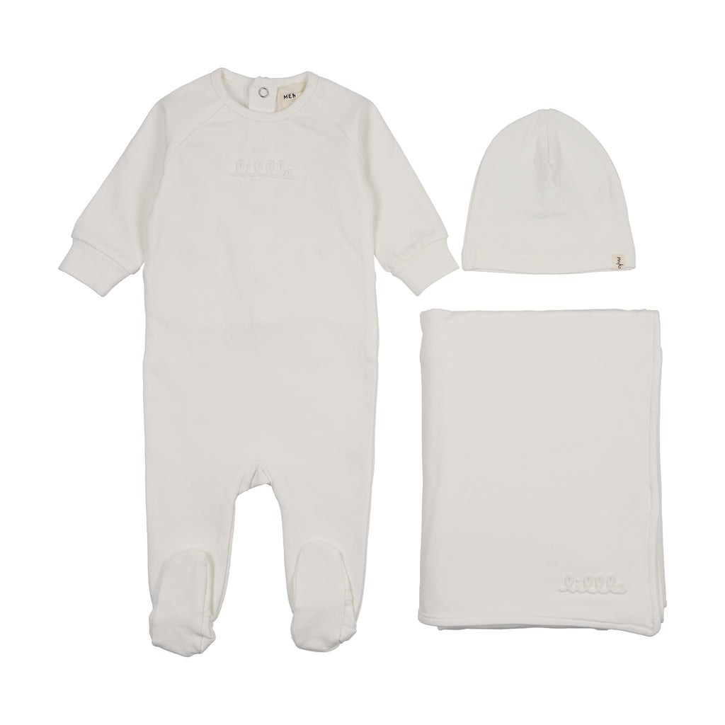 Mema Knits  Embossed sweatshirt 3PC set - Winter White