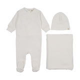 Mema Knits  Embossed sweatshirt 3PC set - Winter White