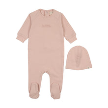 Load image into Gallery viewer, Mema Knits Embossed sweatshirt Footie &amp; Beanie - Peach Whip