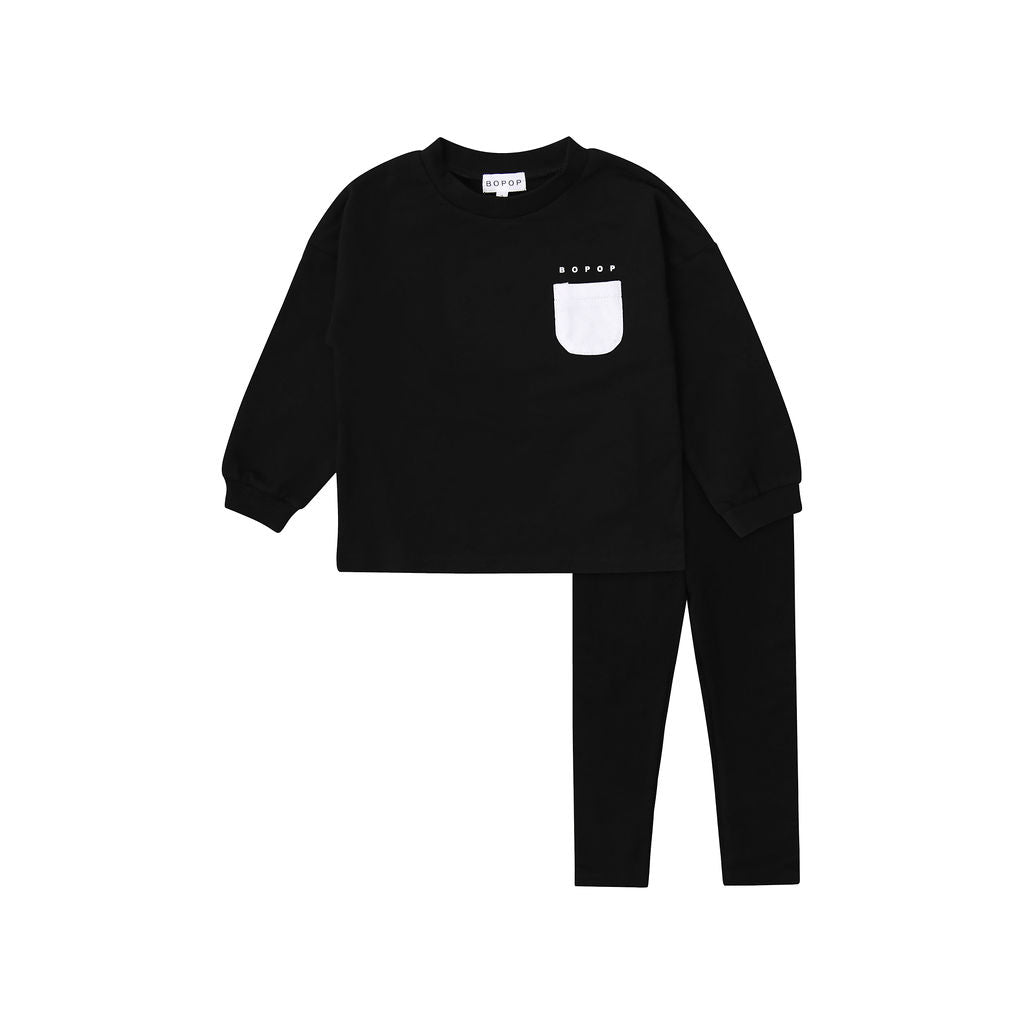 Bopop Reflector Pocket Collection Button Down Baby Set (Black with Metallic Detail)