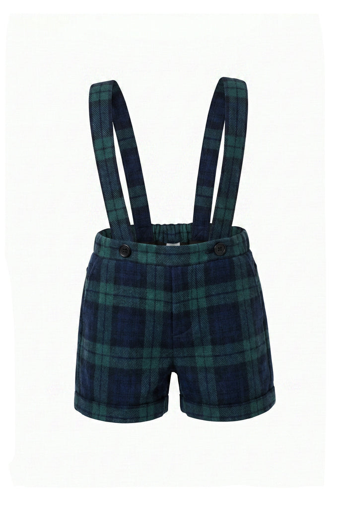 Pernille Plaid Pants With Suspenders - Navy/Green
