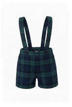 Load image into Gallery viewer, Pernille Plaid Pants With Suspenders - Navy/Green