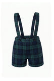 Pernille Plaid Pants With Suspenders - Navy/Green