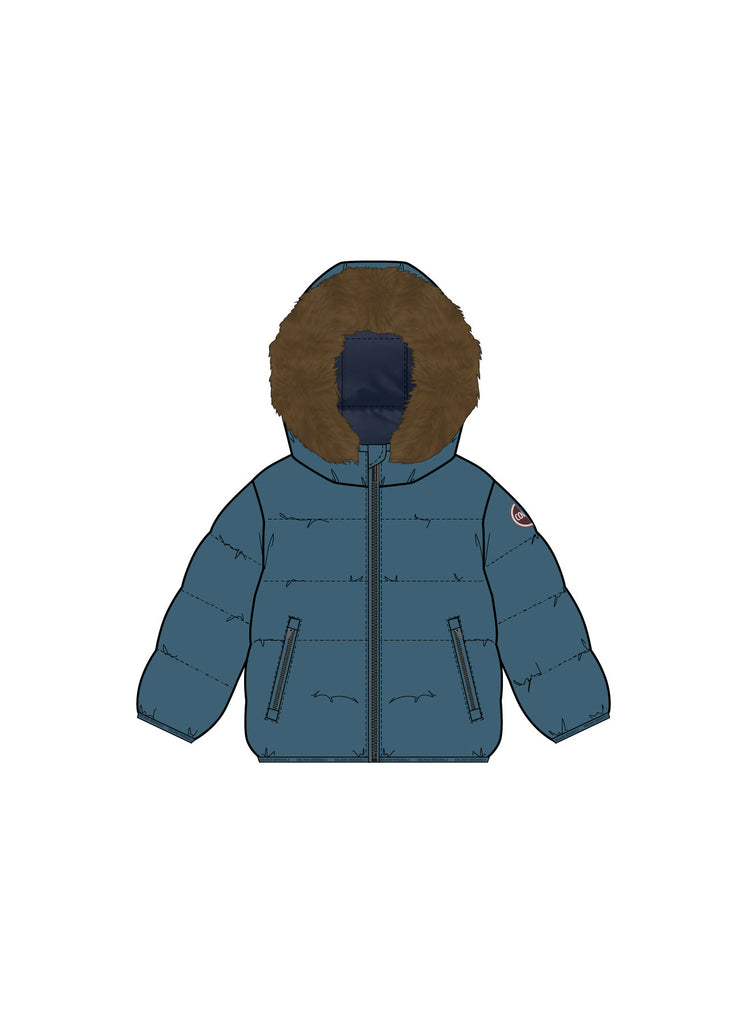 Colmar Baby Down Jacket With Fur - Satellite Nero