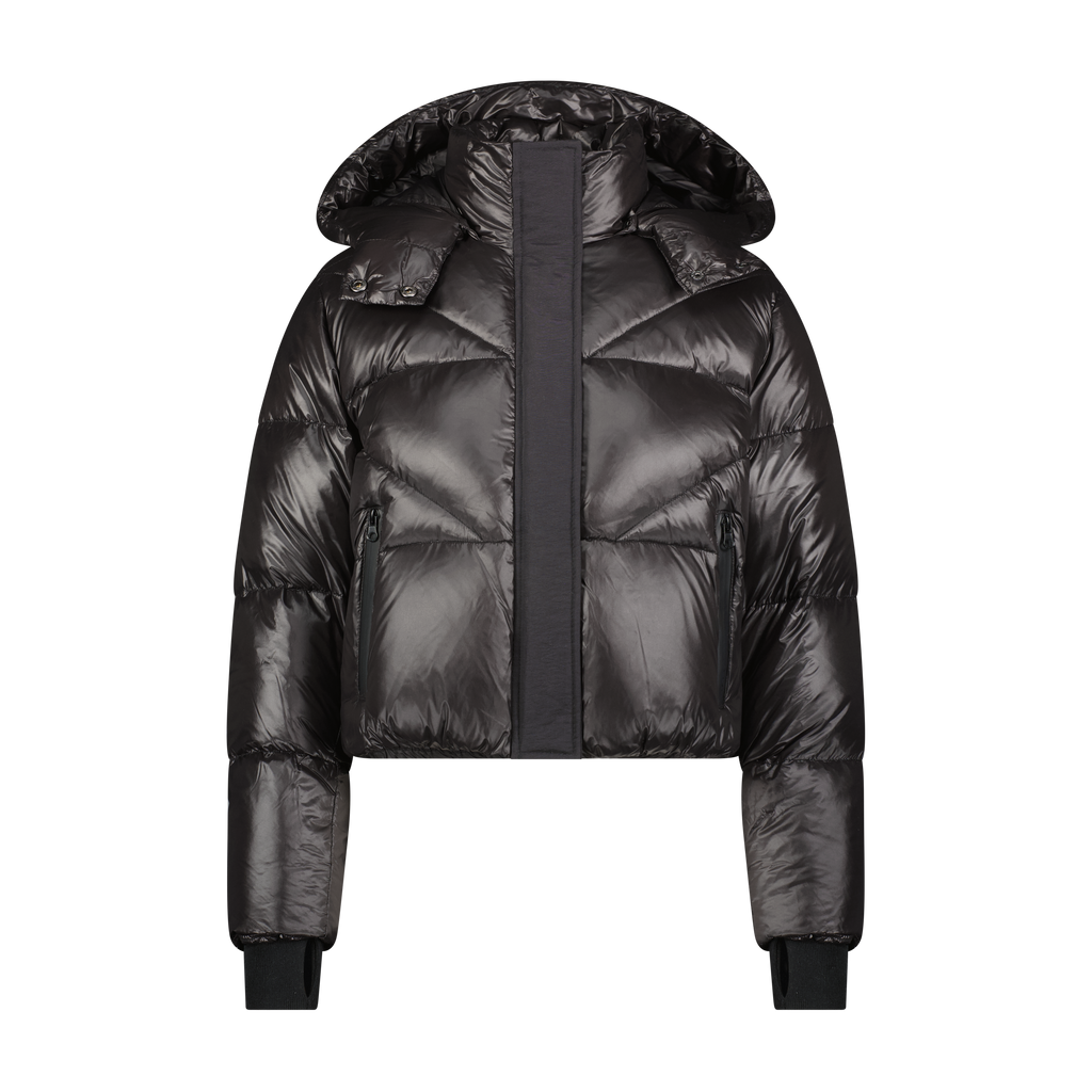 Denali Teen Shiny Cropped Bomber - Black