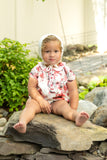 Mode Avant Print Romper - Ivory/Hot Pink
