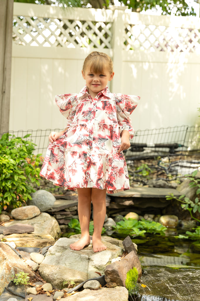 Mode Avant Print Dress - Ivory/Hot Pink