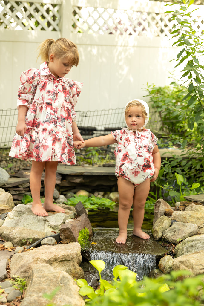 Mode Avant Print Romper - Ivory/Hot Pink