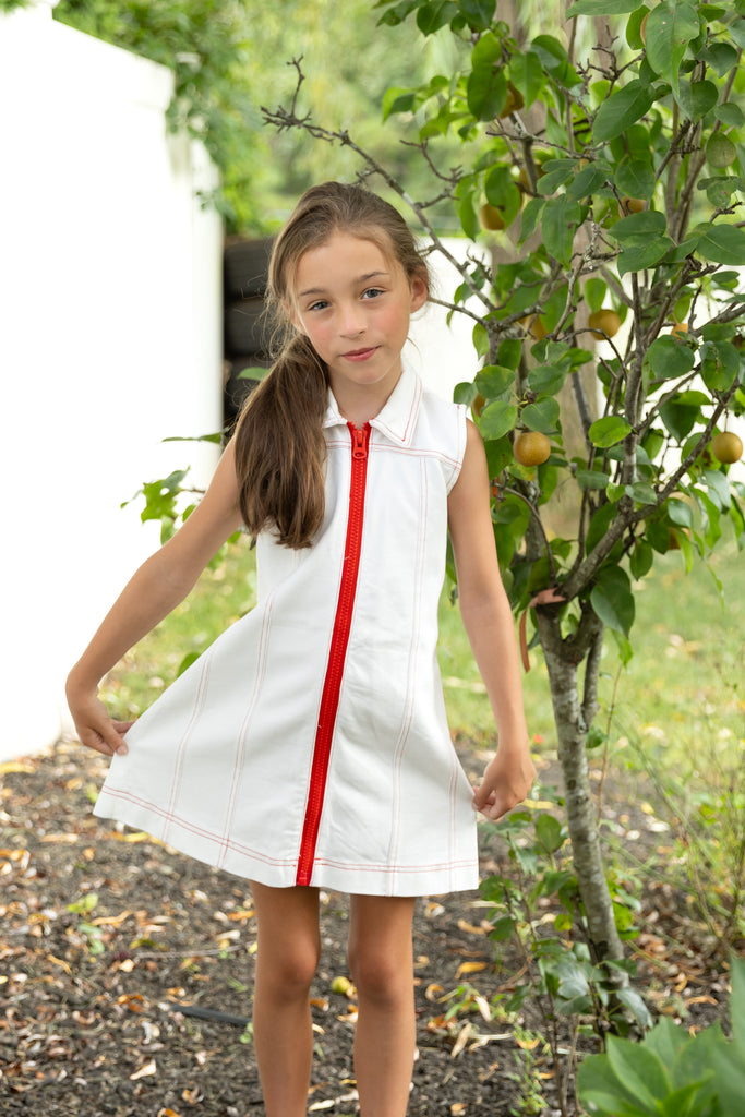 Mode Avant Red Zip Jumper - White Denim