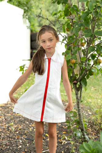Mode Avant Red Zip Jumper - White Denim