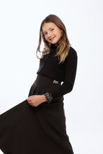 Load image into Gallery viewer, Retro Kid Mae Silky Printed Shirt And Maxi Skirt Set - Black