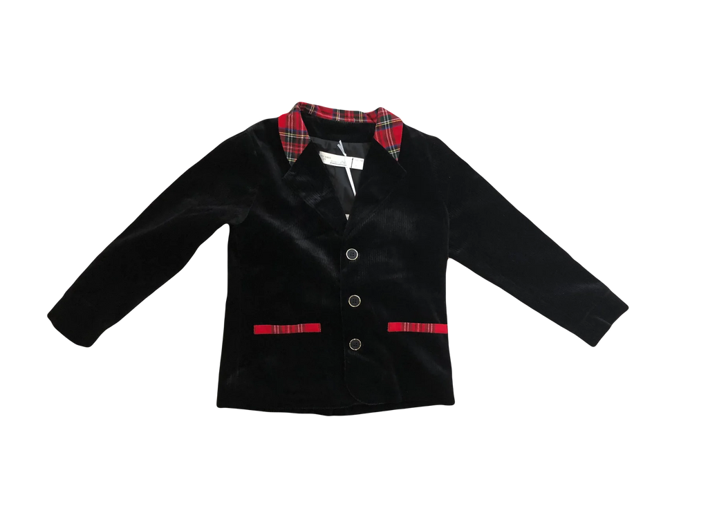 Mini Nod Velvet Boy Suit - Black/Red