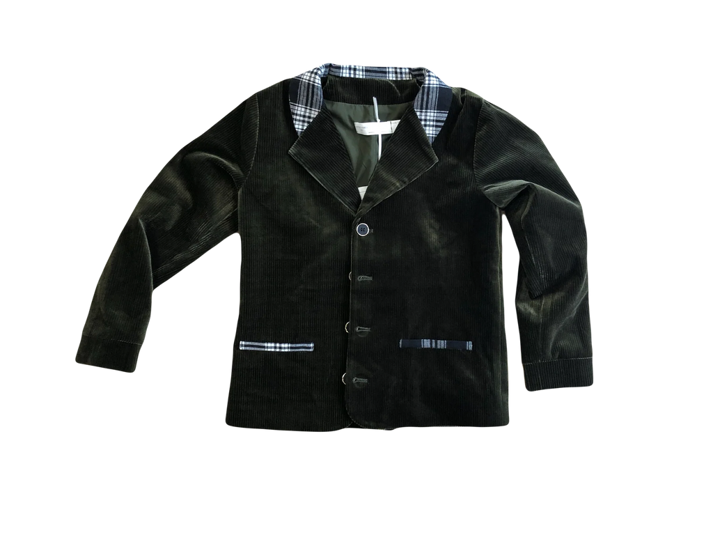 Mini Nod Velvet Boy Suit - BLACK/GREEN