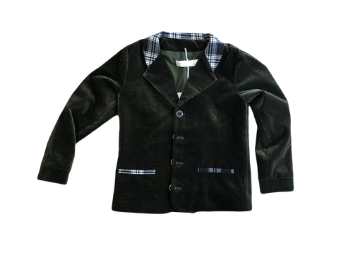 Mini Nod Velvet Boy Suit - BLACK/GREEN