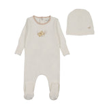 Bee & Dee Mail And Flowers Footie And Beanie - Chalk White Girls