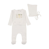 Bee & Dee  Mason Jars Boys Footie & Bonnet - Arctic White