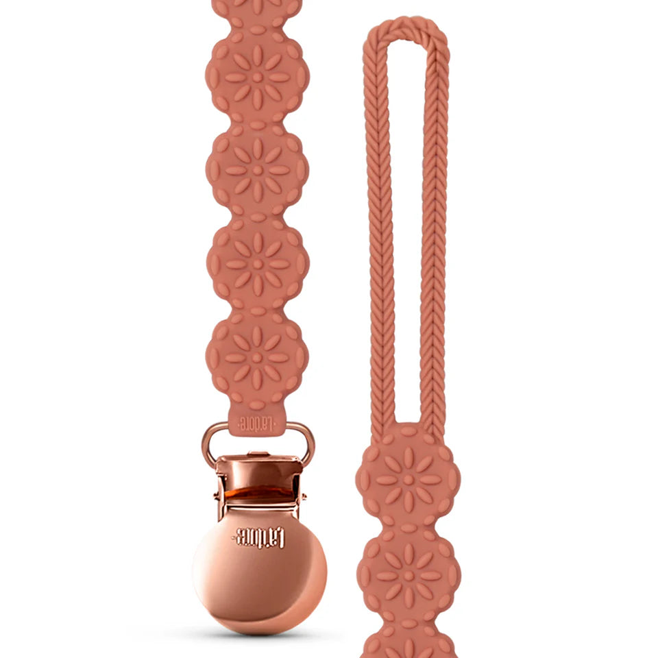 Adora Poppy Pacifier Clip - Rosewood