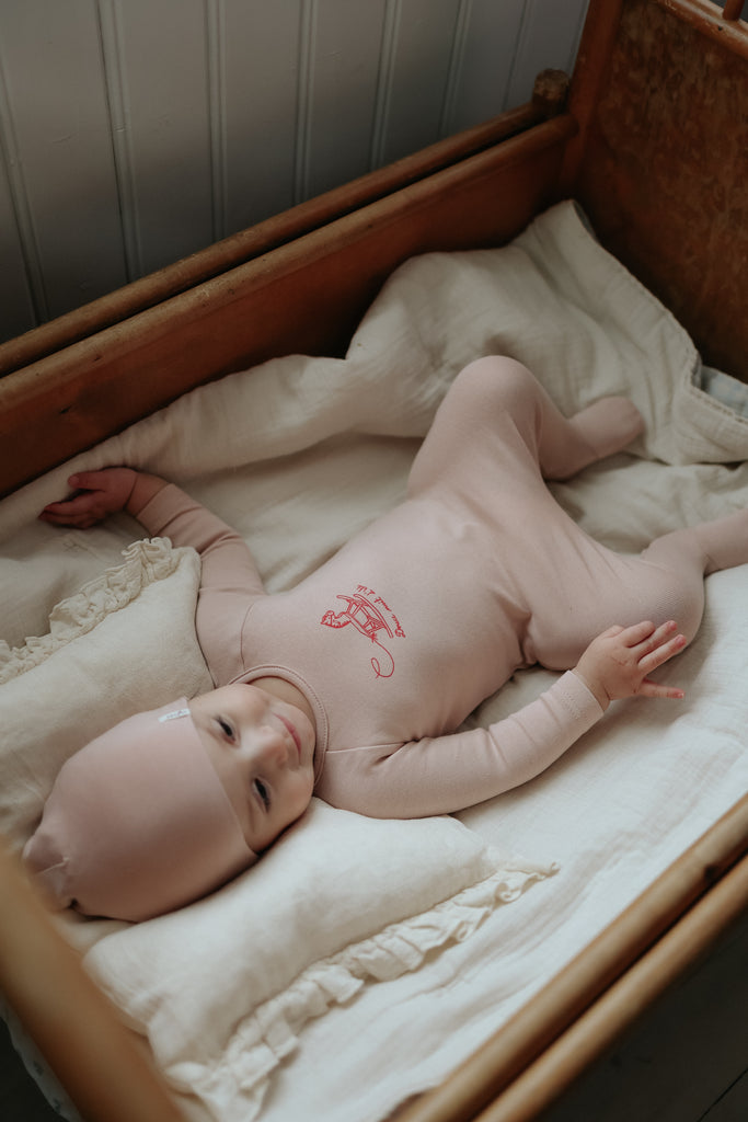 Mema Knits Horse Rocker Layette Set - Pale Pink