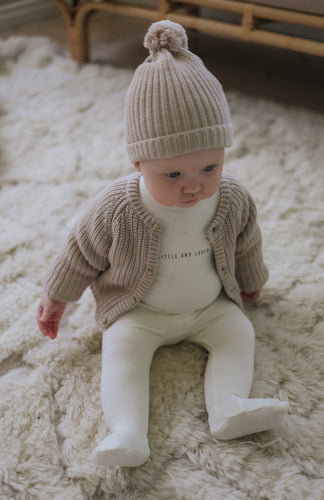Mema Knits Knit Jacket + Pompom Hat - Cream